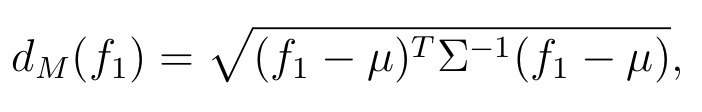 d(x)^2 = (x - μ)^T Σ^(-1) (x - μ)